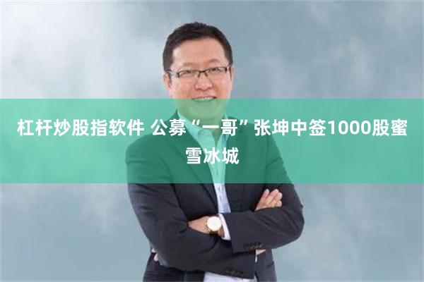 杠杆炒股指软件 公募“一哥”张坤中签1000股蜜雪冰城