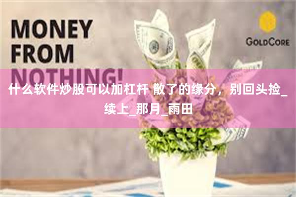 什么软件炒股可以加杠杆 散了的缘分，别回头捡_续上_那月_雨田