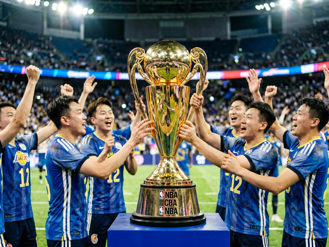 冠军奖杯庆祝瞬间